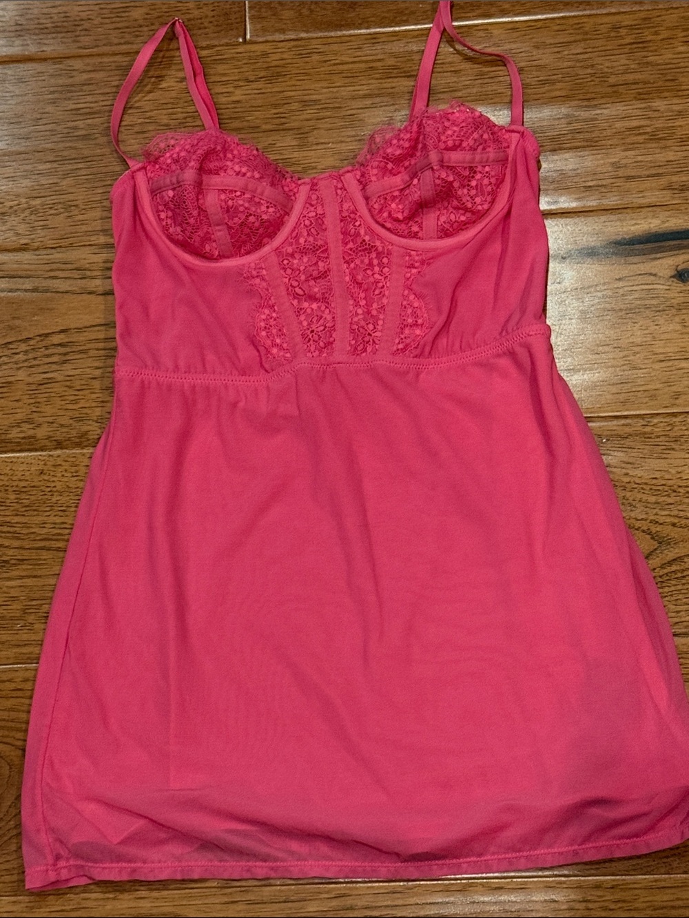 Urban Outfitters Hot Pink Slip Dress with Lacey corset top